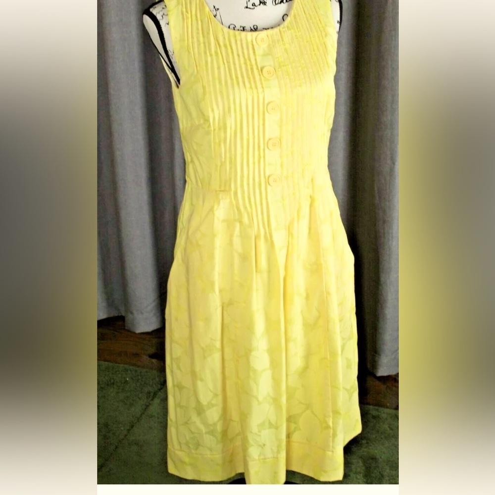 VTG Rabbit Rabbit  yellow floral lined pleat front  Sz 10 fairy cottage core